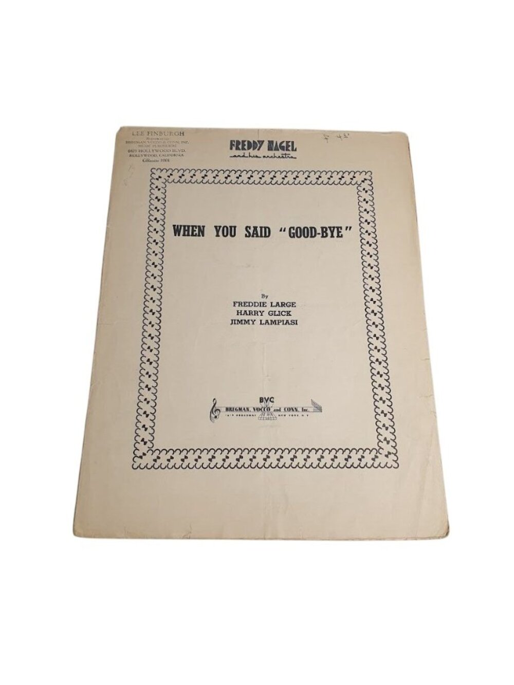 When You Said Goodbye Sheet Music Large Harry Glick Lampiasi 1940 Vintage